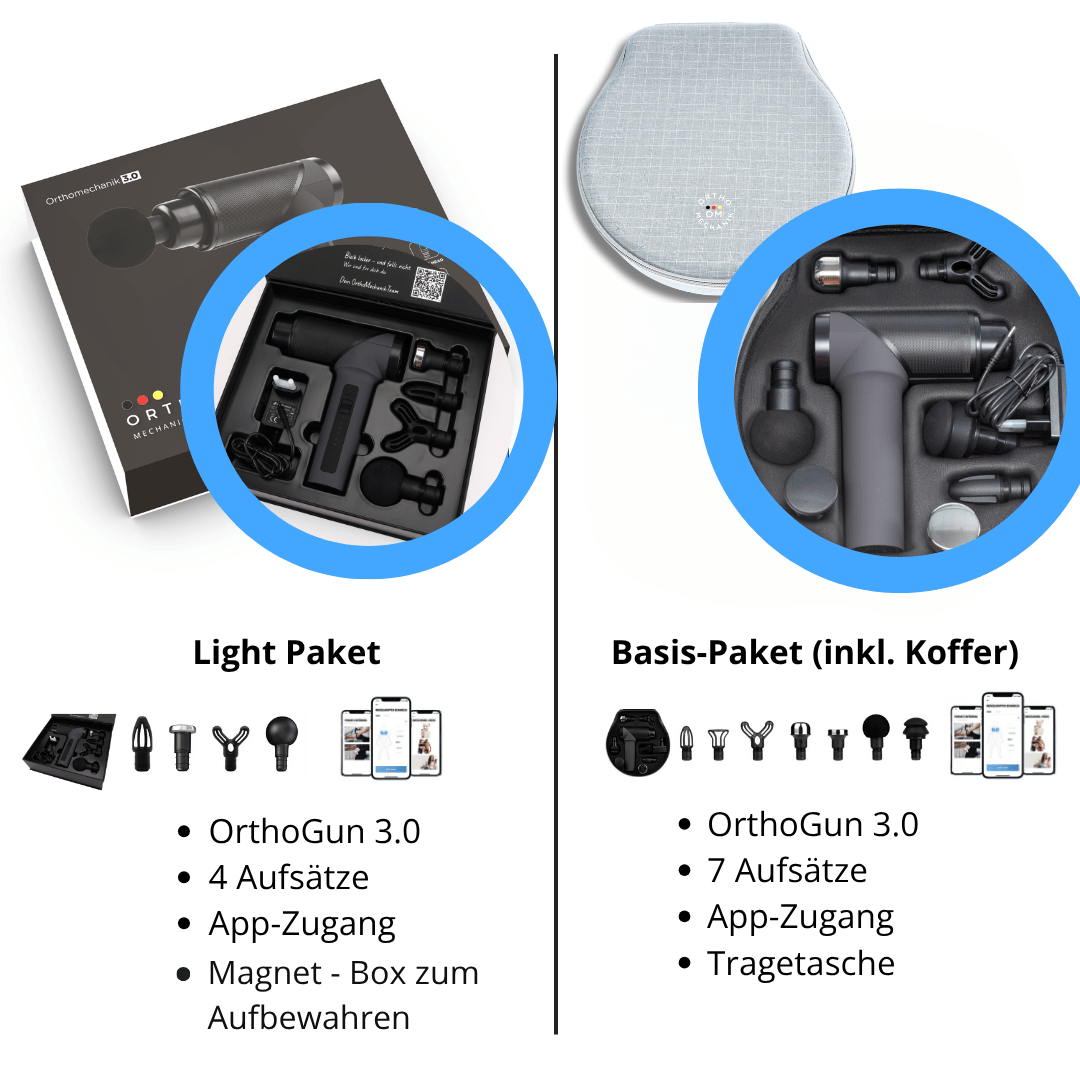 Massagepistole OrthoMechanik 3.0 | App | Koffer & 7 Aufsätzen | OrthoGun