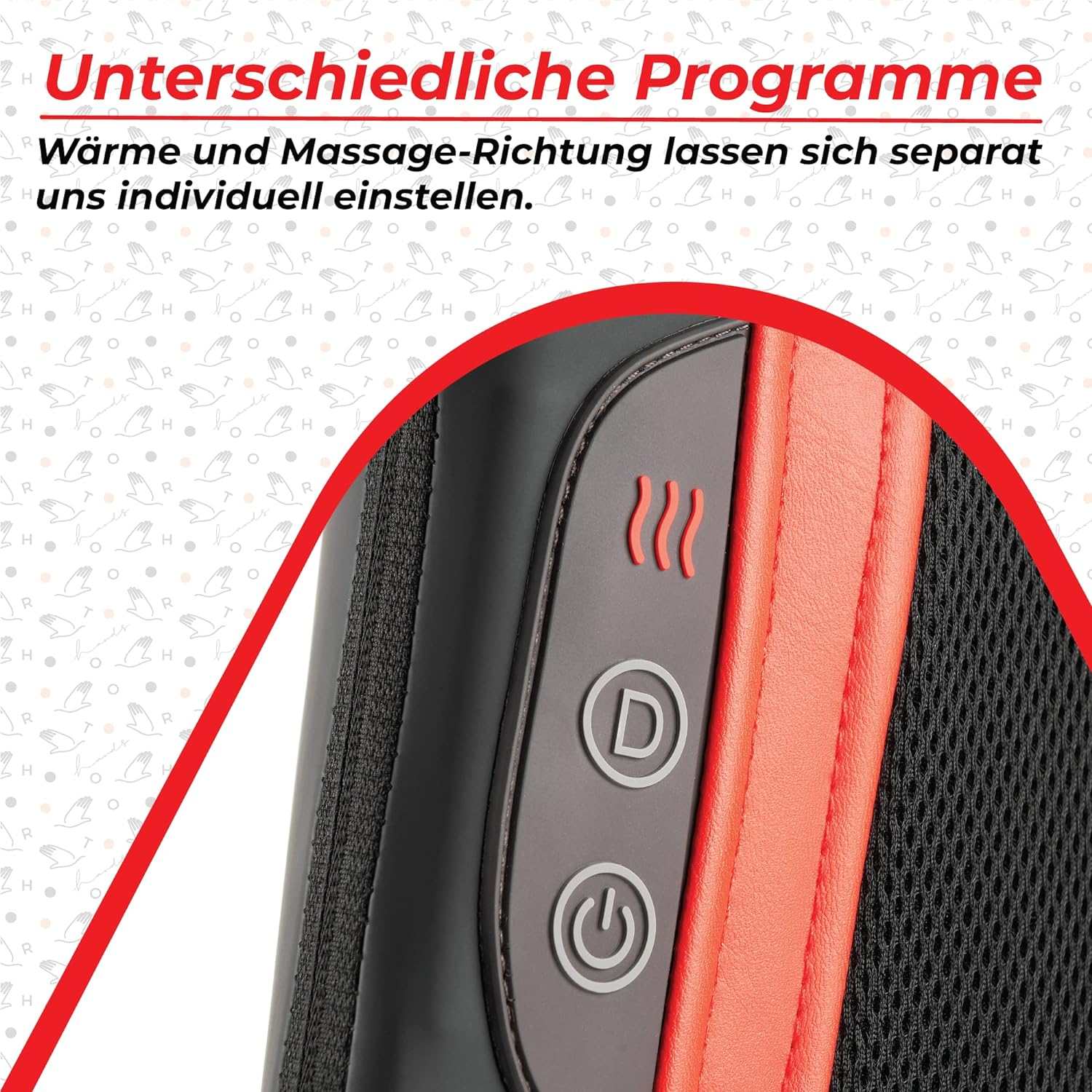 Massagegerät OrthoHands von OrthoMechanik, Weihnachtsgeschenk-Idee, Detailansicht mit Bedienelementen.