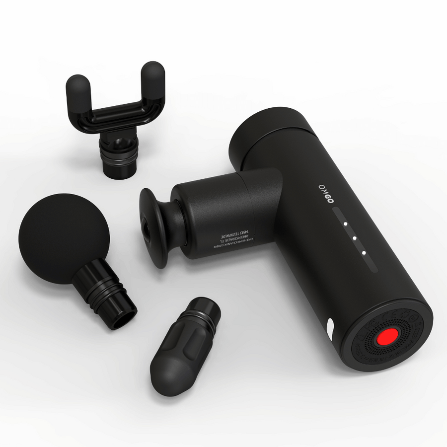 OM-Go 2.0 kompakte Massagepistole inkl. App | Koffer & 4 Aufsätze | OrthoGo 2.0