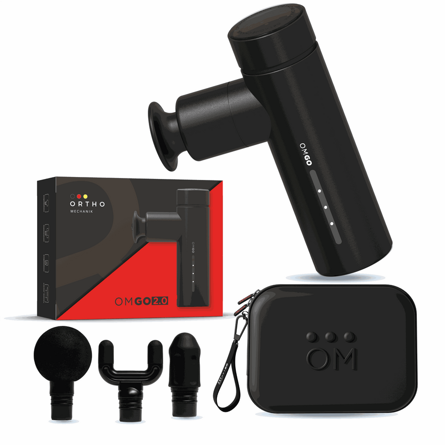 OM-Go 2.0 kompakte Massagepistole inkl. App | Koffer & 4 Aufsätze | OrthoGo 2.0