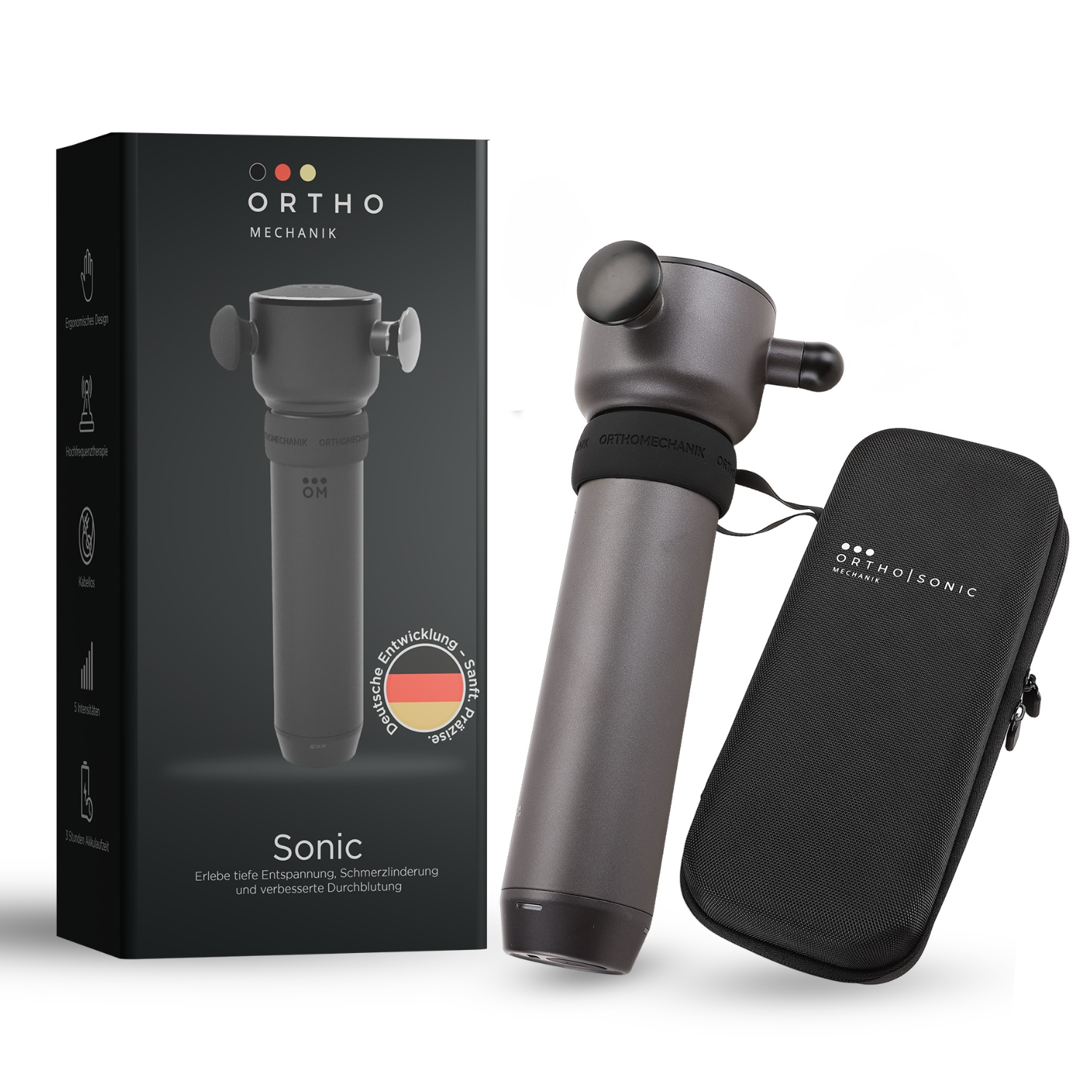 OrthoMechanik Sonic I Hochfrequenz-Schallwellen-Massagegerät mit bis zu 7000u/min